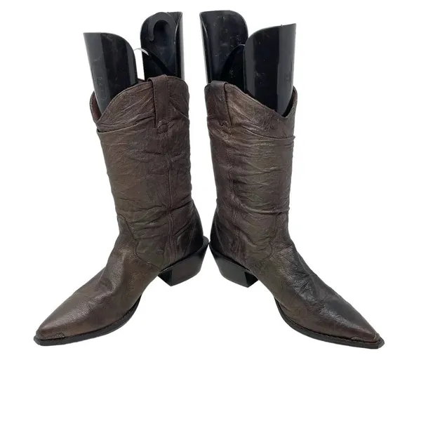 Durango Crush Brown Leather Slouch‎ Western Cowboy Boots Size 7.5 - Image 5