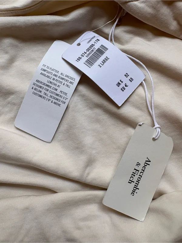 Abercrombie & Fitch NWT Ivory Ruched Long Sleeve Mini Modal Dress XL - Image 5