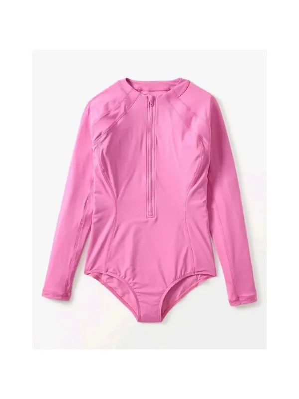 New Athleta M Shield One Rashguard One Piece Swimsuit Peonies Pink Medium Reg - Image 5