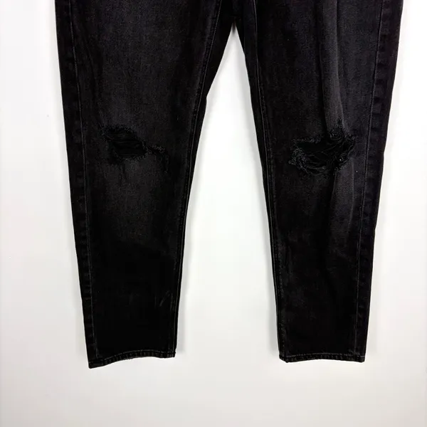 American Eagle Mom Straight Jean Washed Black Denim High Rise Size 2 Regular - Image 4