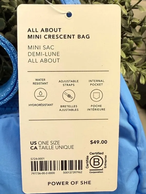 Athleta All About Mini Crescent Bag Blue Like new! - Image 5