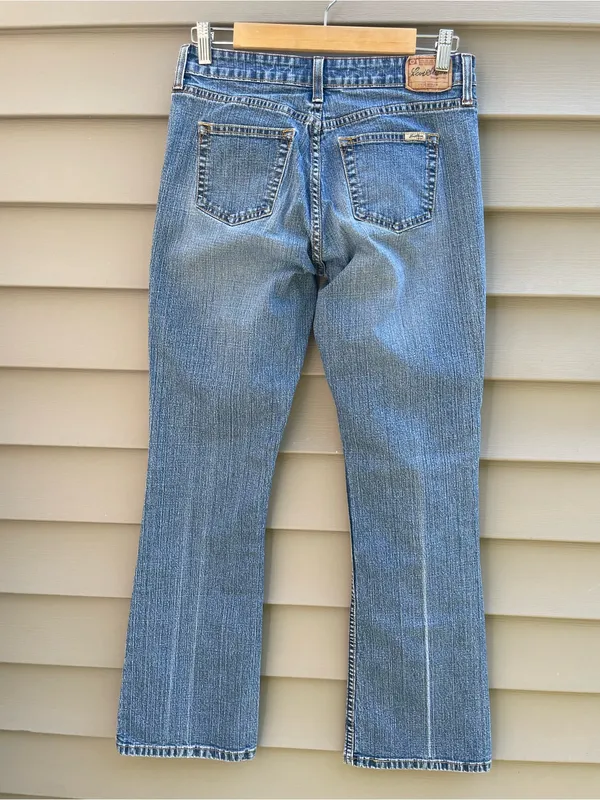 Y2K Levi's Strauss stretch low rise bootcut Women's Light Blue Flare Jeans - Image 2