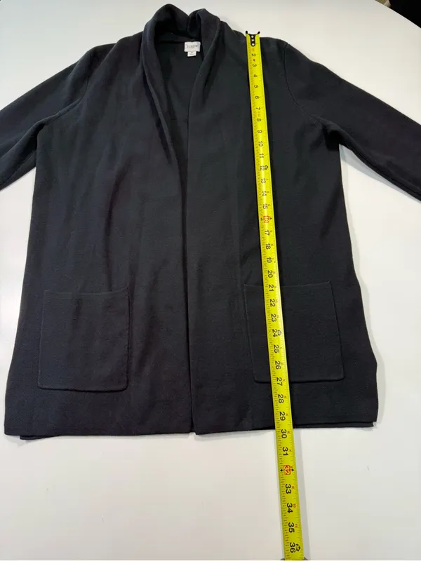J. Crew 100% Cotton Black Open-Front Knit Cardigan - Image 3