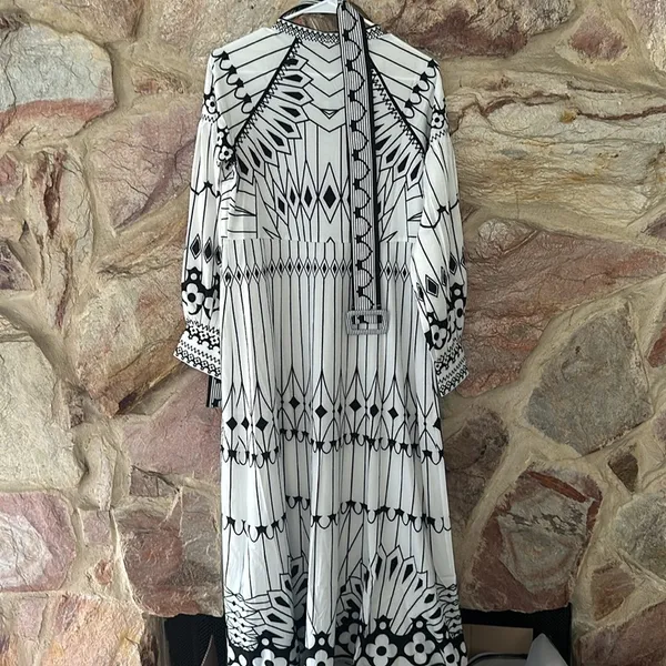 Commense Boheme Stand Collar Split Dress size xs Black - Image 6