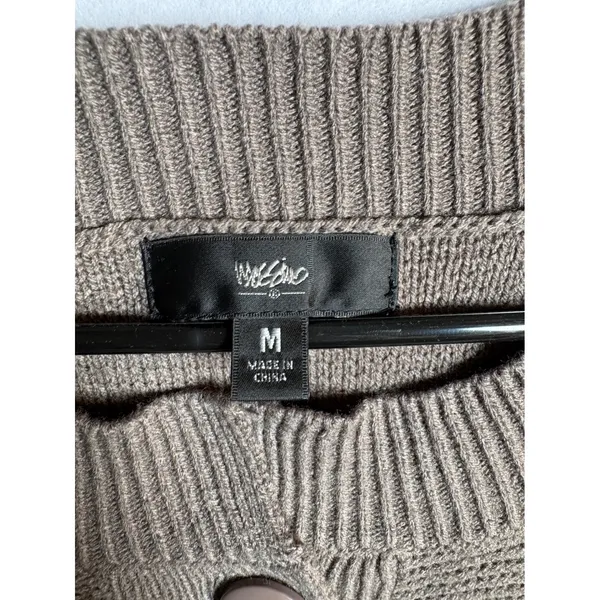 Mossimo Womens Taupe Brown Henley Sweater Dress Short Sleeve Knit Mini Size M - Image 5
