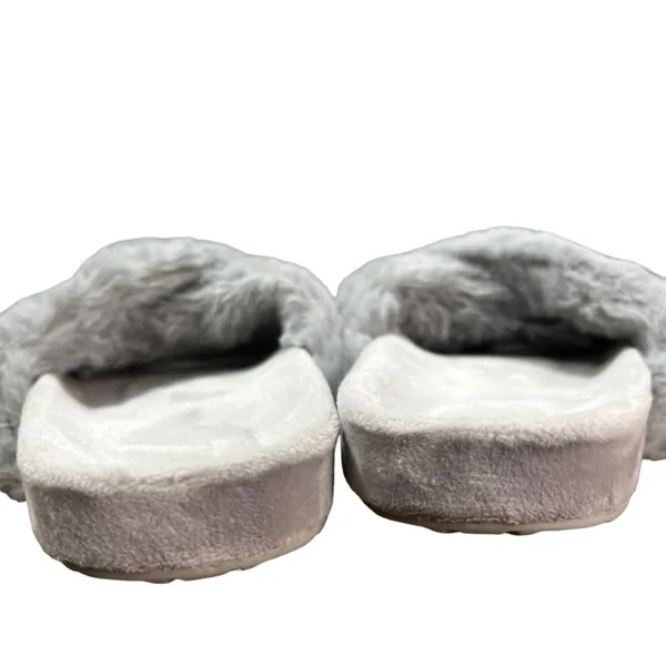 Fitory Slippers Womens Size 7 Gray Cross Band Plush Slip On Slides Cozy‎ Casual - Image 8