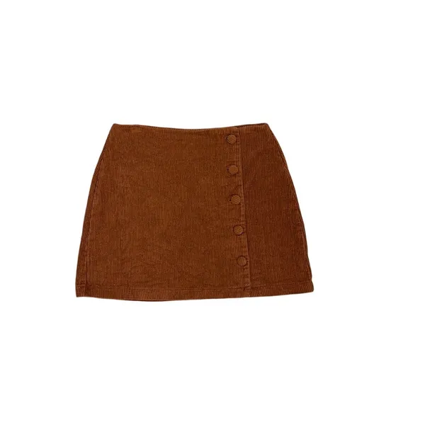 Lulus Katherina Rust Brown Western Country Button Front Corduroy Skirt Size XS - Image 2
