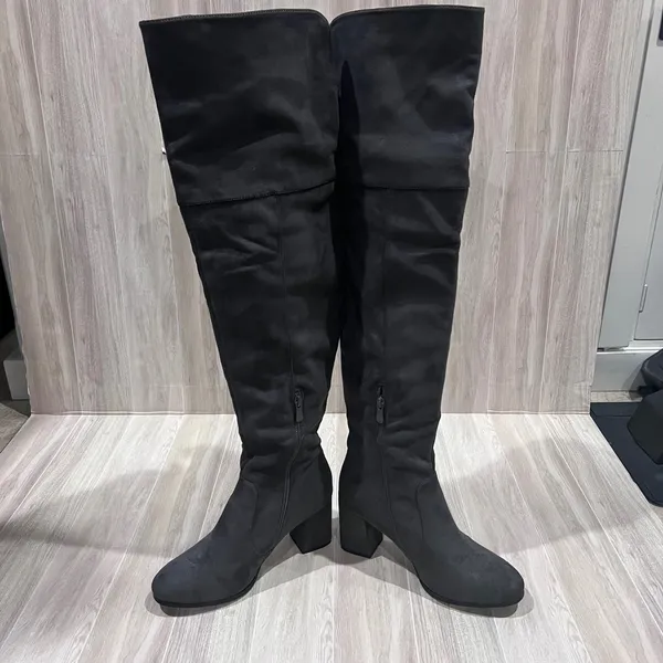 Dream Paris Over the Knee Boots Block Heel Gray Thigh High Boots Womens Size 9 - Image 3