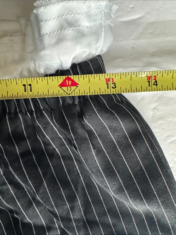 JODIFL Black Pinstripe Elastic-Waist pull on ruffle wide leg Trousers S preppy - Image 10