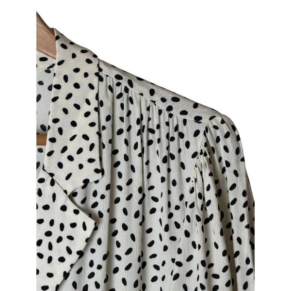 MNG Mango Jumpsuit Women Medium Cream Black Dot NWOT Wide Leg Pocket Preppy - Image 7