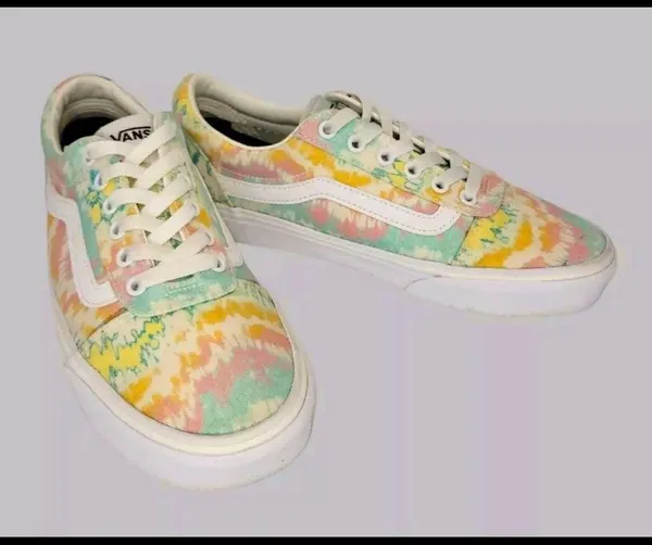Vans Women 8 Psychedelic Tie Dye Pastel Old Skool Low Shoes Sneakers 500714 - Image 2