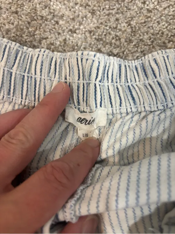 Aerie Blue & White Striped Chambray Casual Shorts Size Large Summer Beachy - Image 9