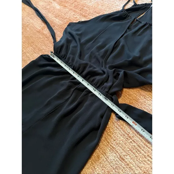 Candie’s Black Halter Wide Leg Jumpsuit XL NWT Tie Waist Culotte Cropped Romper - Image 6