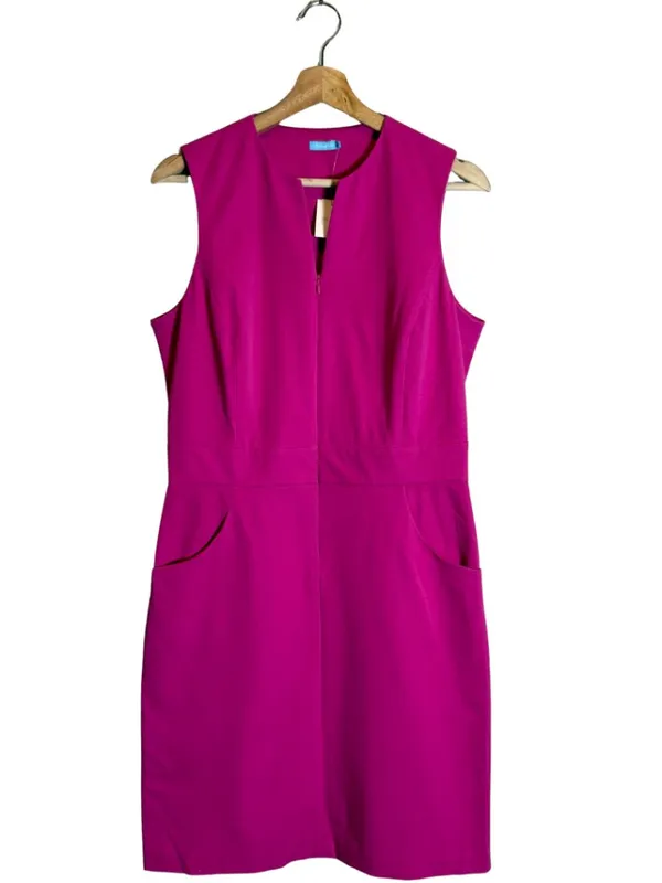 J. McLaughlin Hudson Front Zip Bi-Stretch Sheath Dress Women's 8 Pink Formal NWT - Image 3