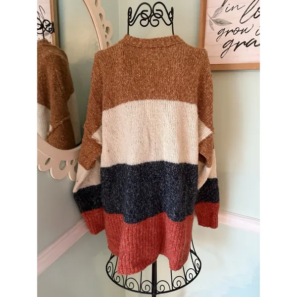 Madewell S Striped Baxter Tunic‎ Sweater Oversized Alpaca Blend Knit Crewneck - Image 3