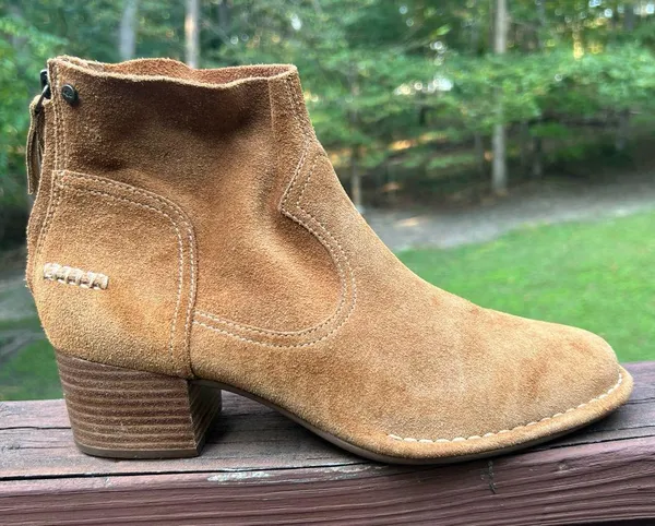 UGG Women's Bandara Suede Ankle Brown Zip Block Heel Boots/Bootie/Shoes|Size:9.5 - Image 3