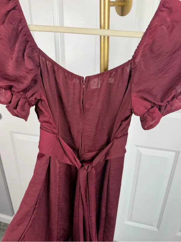Altar’d State Burgundy Puff Sleeve Wide Leg Jumpsuit Sz S NWOT Fall Boho - Image 12