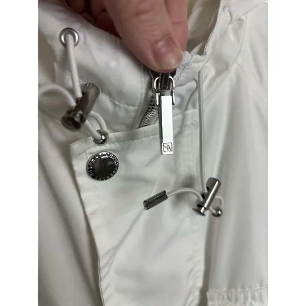Lauren Ralph Lauren White Chore Jacket Rain Coat Medium Pockets Hooded - Image 5
