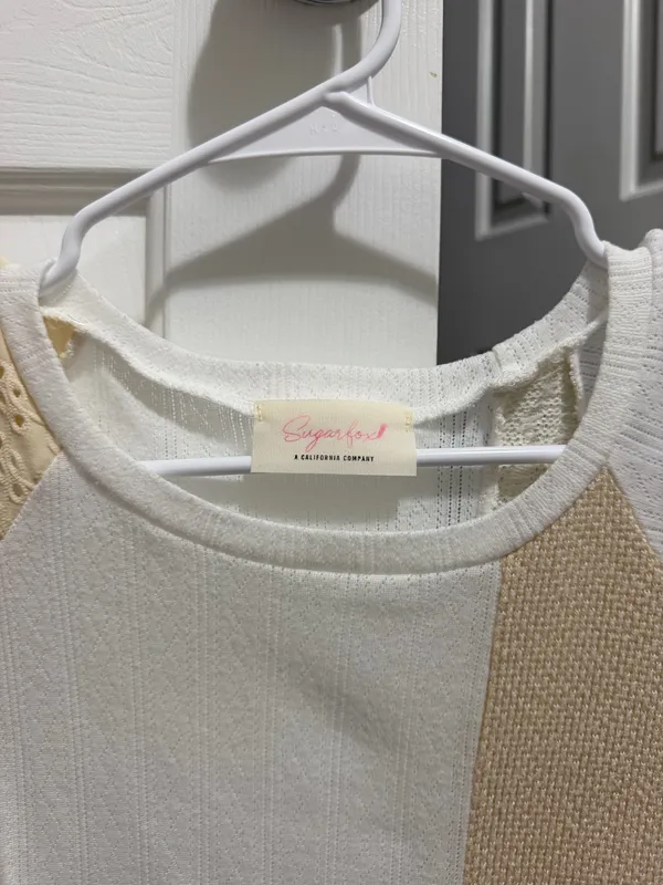 Patchwork Knit Women’s Neutral Top - Image 2
