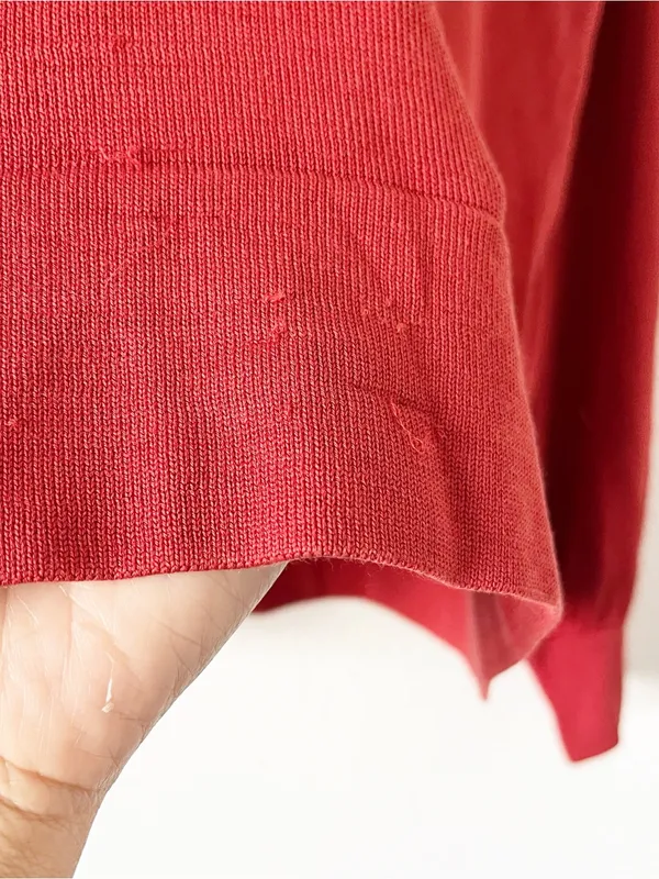 Peter Millar Goldie Red Silk Blend Collared V-Neck Sweater Pullover - Image 7