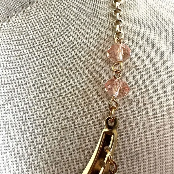 Pink beaded chain statement necklace - Image 9