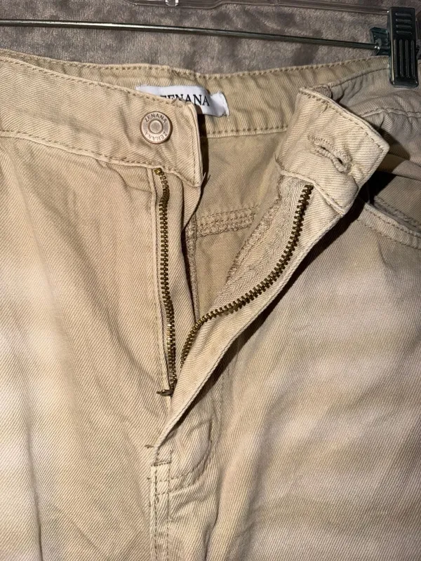 Zenana High Rise Distressed Straight Jeans Sand Beige - Image 7