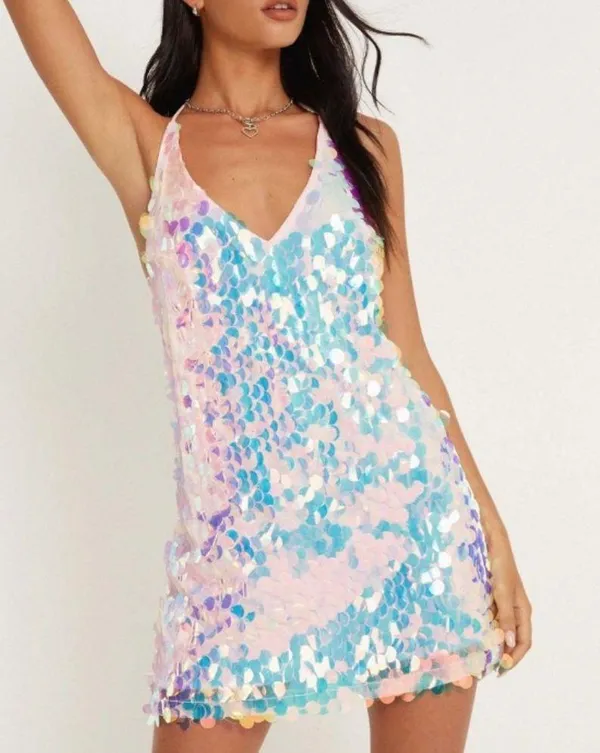 NWT Motel Pink Mermaid Scale Dress - Image 2