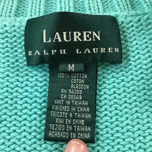 Lauren Ralph Lauren Women Light Blue Knitted Pullover V-Neck Sweater Medium - Image 4