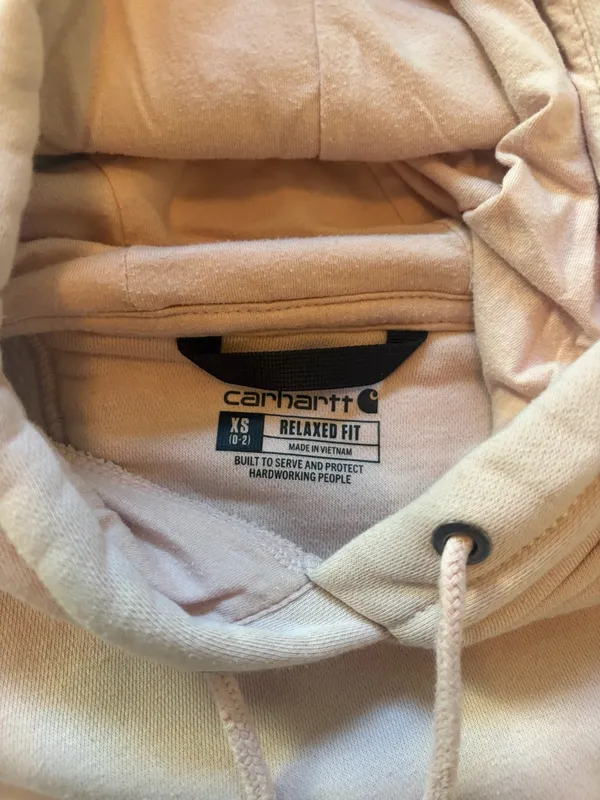 Carhartt Rose Pink Clarksburg Relaxed Fit Sleeve Logo Hoodie XS - Image 4
