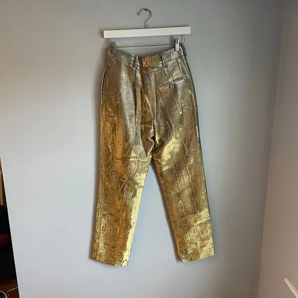 Racil Metallic Gold and Silver Straight Leg Trousers Festive Holiday Party‎ SZ 6 - Image 2