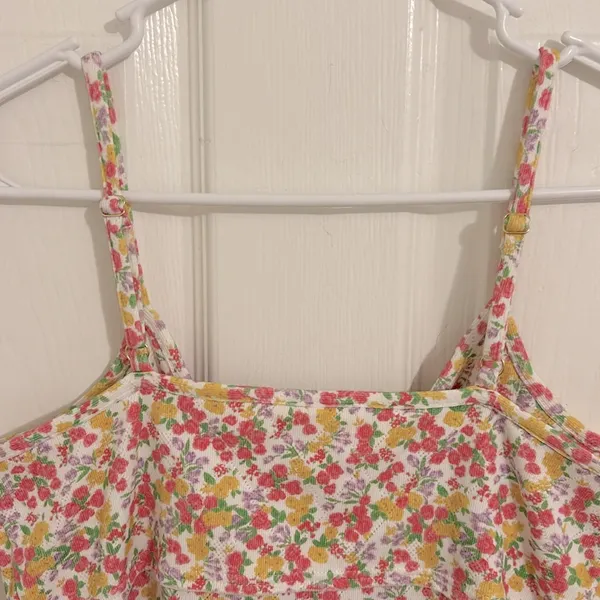 LoveShackFancy Sarai Cropped Ruffle Cami In Floral Fruity Punch New Small - Image 8