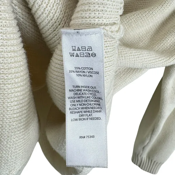 Cambridge Dry Goods Cream Half Zip Cotton Blend Mock Neck Cozy Preppy Sweater‎ S - Image 7