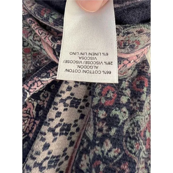 Lucky Brand Boho Patterned V-Neck High/Low Short Sleeve Shirt - Image 5