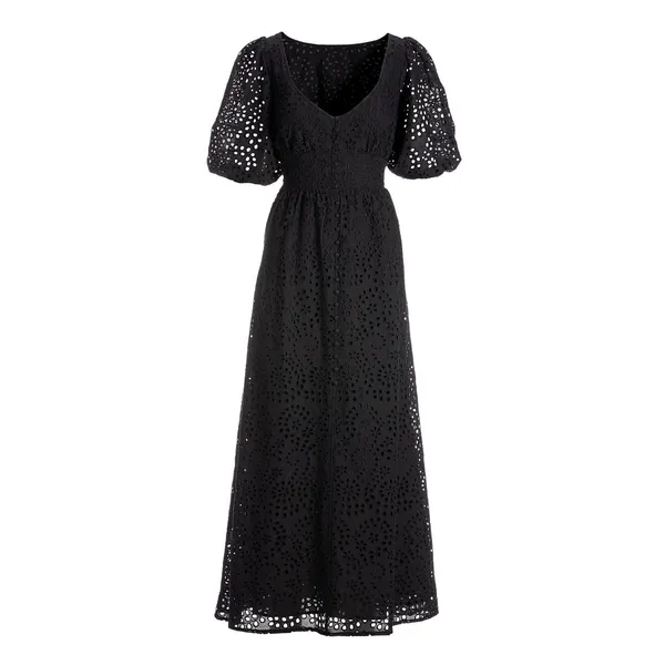 Boston Proper Eyelet Button Front Maxi Dress Size 10 Black Cotton‎ Minimalist - Image 12