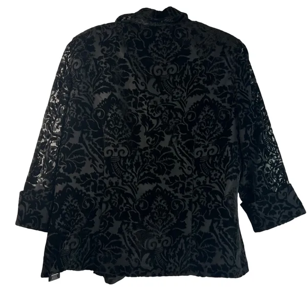 Alex Evenings Black Velvet Burnout Damask Floral Evening Jacket Blazer XL NWT - Image 2