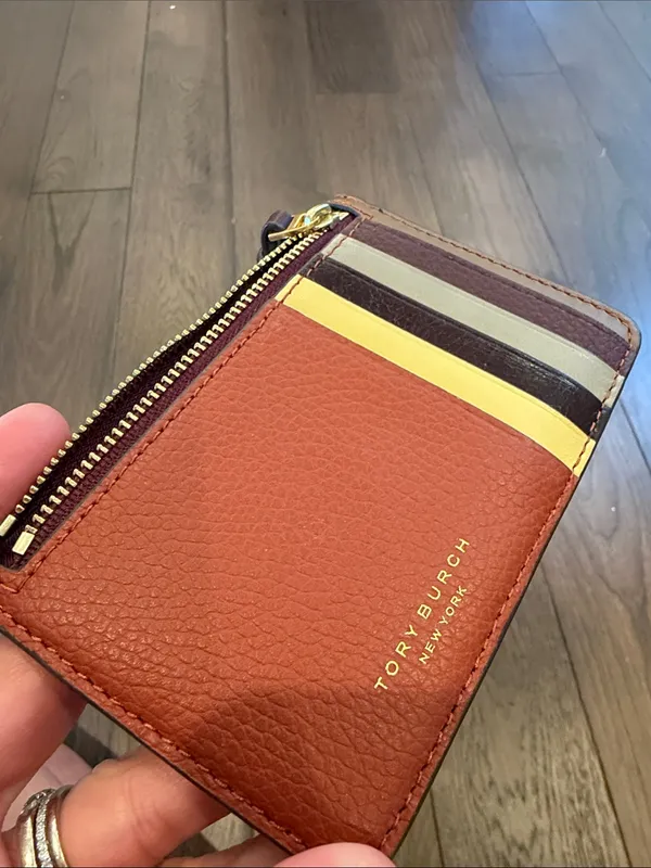 Tory Burch Colorblock Leather Zip Card Holder - C4-077 - Image 5