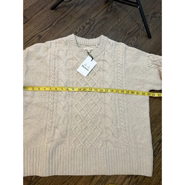 Barbour Daffodil Knit Pull Over wool Sweater Women's Sz 12 Oatmeal NWT - Image 13