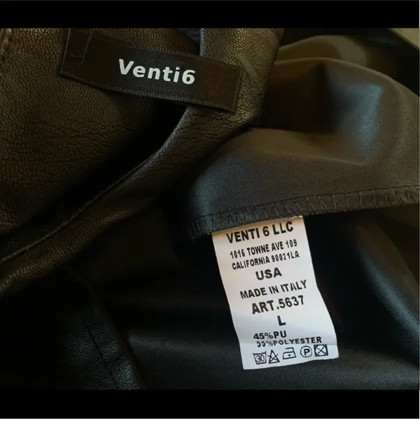 NWOT venti6 Italy Faux Leather Shoulder Pad Mini Dress size L - Image 10