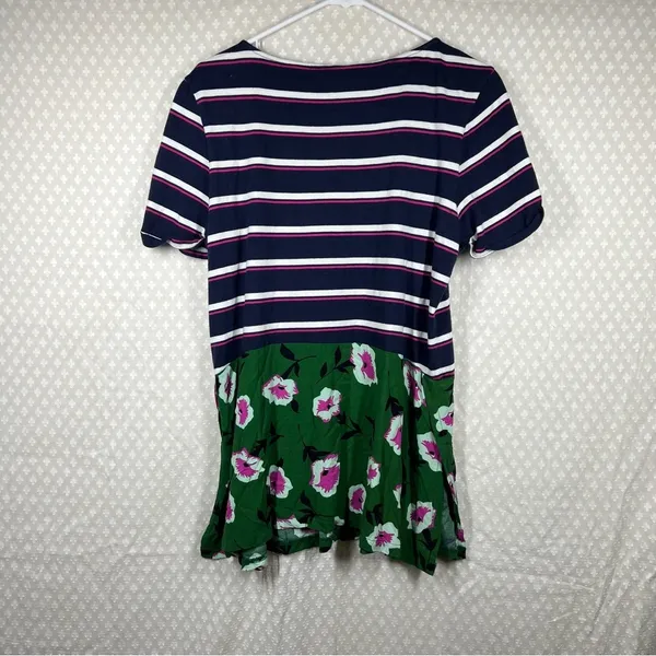 Anthropologie Striped Floral Two Way Short Sleeve Top‎ - Image 7