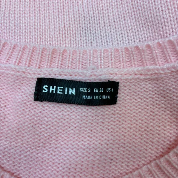 Shein Women Pink Strawberry Print Knit Crew Neck Crop Sleeveless Vest Sweater S - Image 5