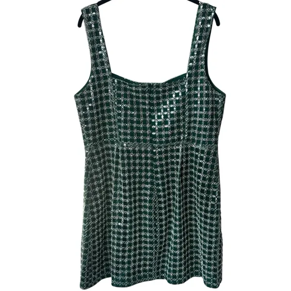 Altar'd State Mateo Mini Dress Green Sequin Wedding Guest‎ Event Feminine XL - Image 6