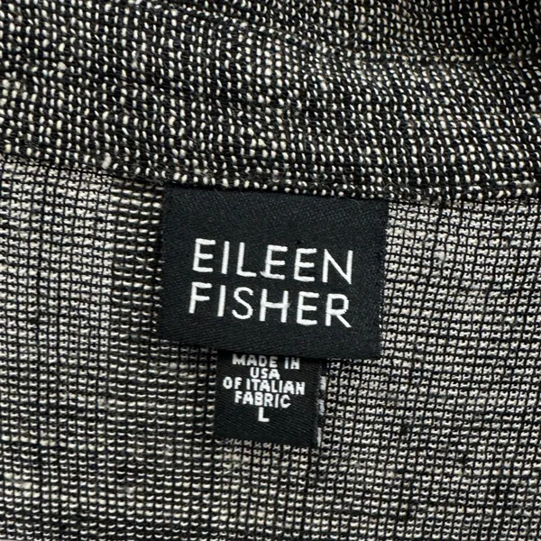 Eileen Fisher Italian Fabric Linen Blend Button Down Shirt Grey Lg Lagenlook - Image 8