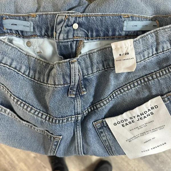 NEW Good American Standard Ease Jeans Mid Rise Relaxed Wide Leg 8/29 34" Inseam - Image 5