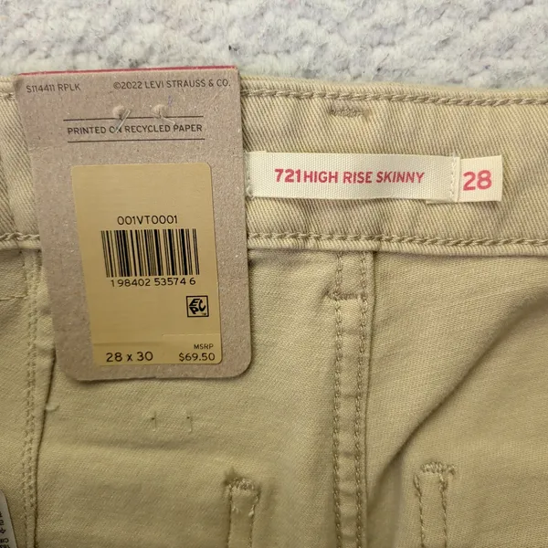Levis 721 High Rise Skinny‎ Cargo Pants Womens 28x30 Tan Khaki New NWT - Image 7