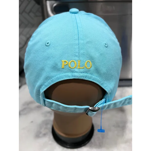 Polo Ralph Lauren Men’s Baseball Cap Blue Hat Yellow Pony Logo Strapback - Image 2