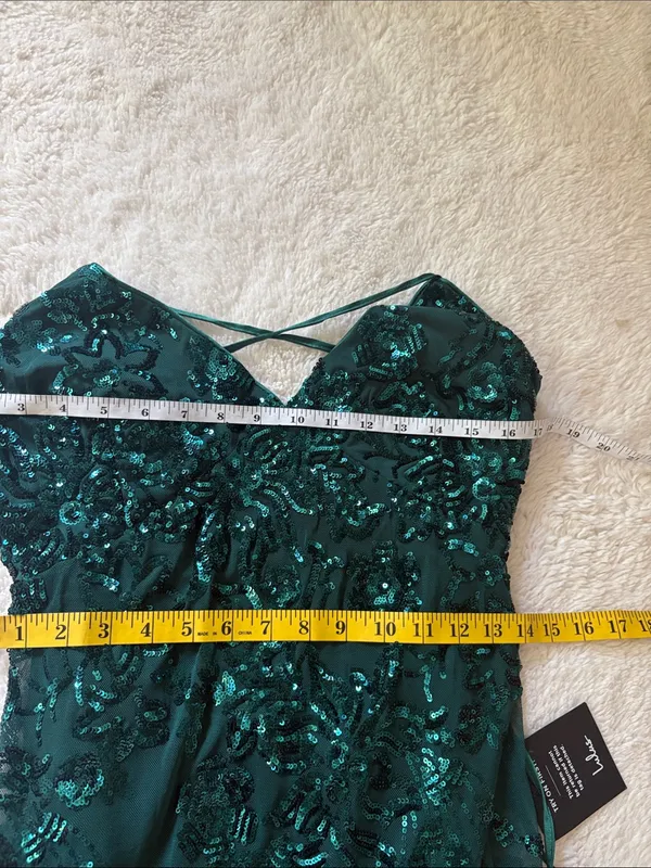 Lulus Photo Finish Forest Green Sequin Lace-Up Maxi Dress Size XL Formal Glam - Image 7