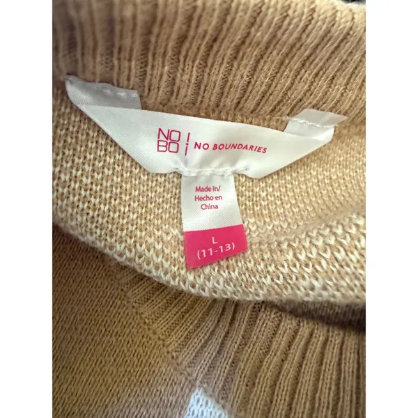 Boho whimsi goth Mushroom Cropped Sweater Tan White Knit‎ Large 11-13 y2k retro - Image 5
