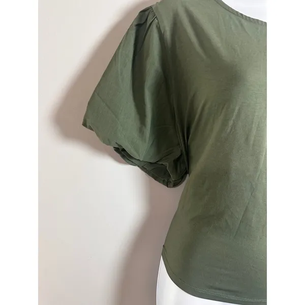 Nanette Lepore Prairie Sage‎ Green Puff Sleeve Bow Back Cutout Top XL NWT - Image 3