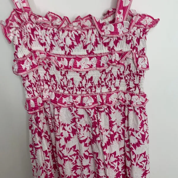Saylor Denise Tiered Pink Floral Maxi Womens Dress Small - Image 11