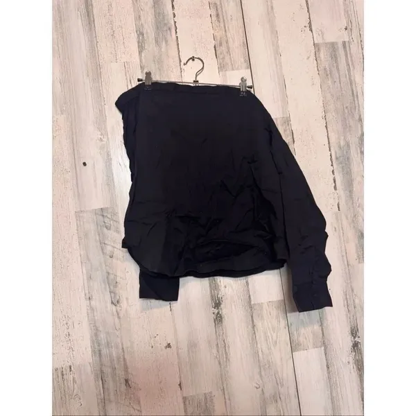 Express Black Off Shoulder Blouse Size Large Button Front Long Sleeve Top - Image 2